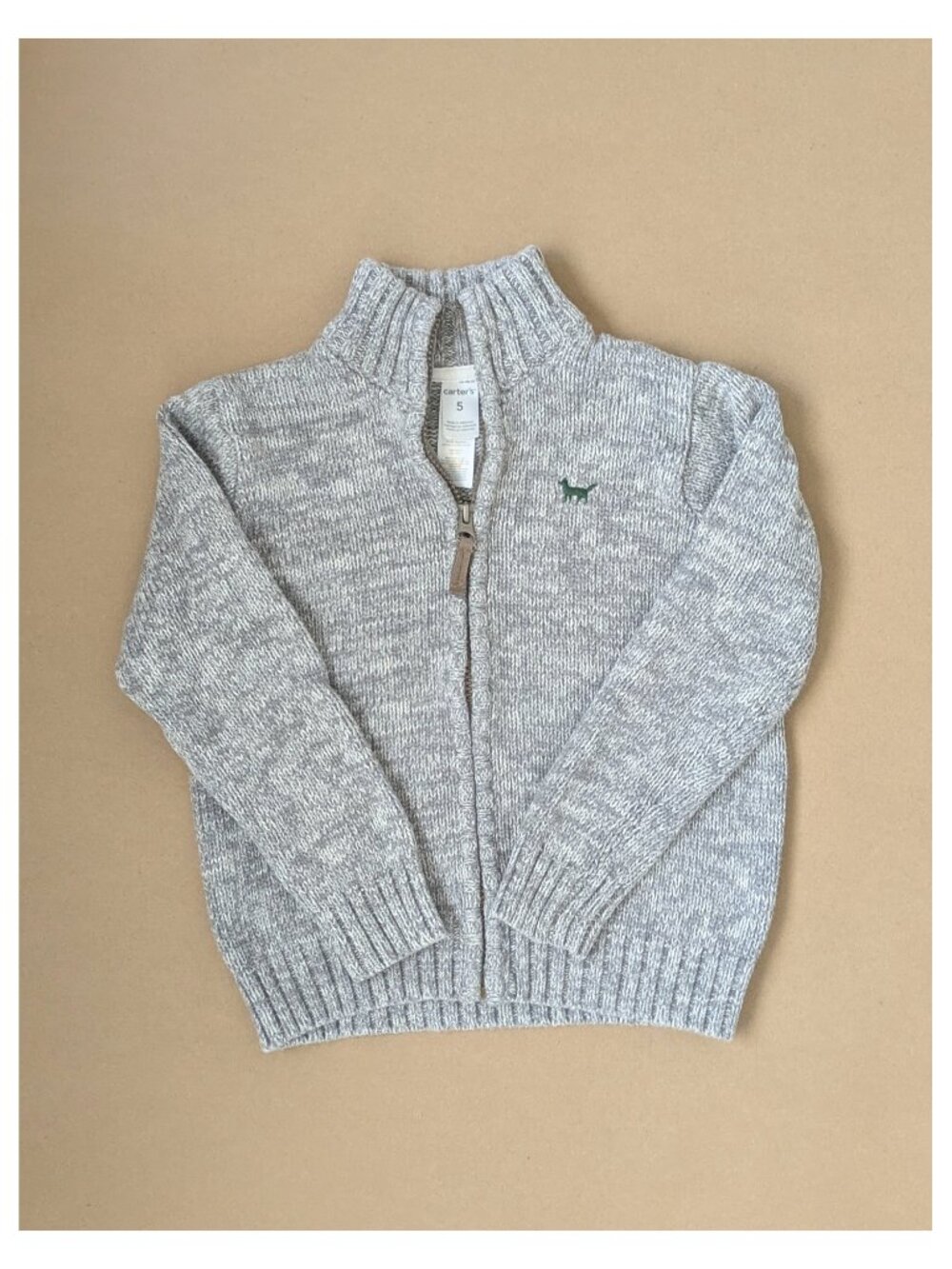 Carter's Gray Cotton Zip-Up Sweater